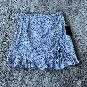 Blue Floral Cinch Mini Skirt